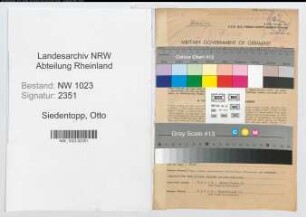 Entnazifizierung Otto Siedentopp , geb. 15.06.1896 (Knappschaftsoberinspektor)