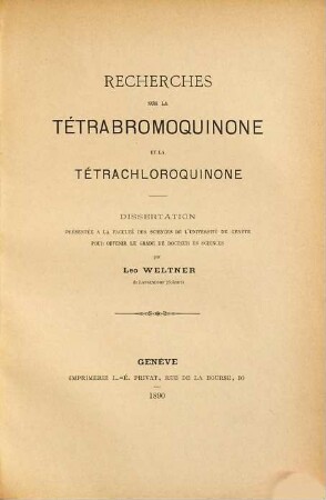 Recherches sur la tétrabromoquinone et la tétrachloroquinone