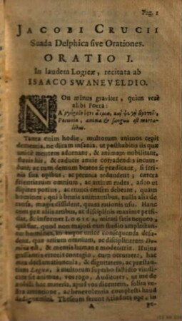 Jacobi Cruci Suada Delphica Sive Orationes LXIX Varii Argumenti : Studiosae Juventuti manuductio ad Artem Oratoriam