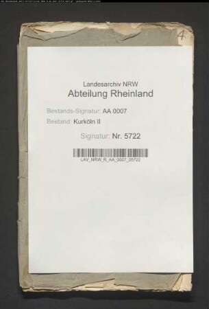 Verzeichnisse von nach Recklinghausen geflüchteten Akten der kurkölnischen Behörden