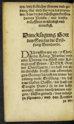 Dancksagung Gott dem Son/ fur die Erlösung Bernhardi.
