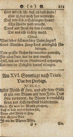 Am XVI. Sonntage nach Trinit.