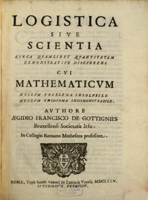 Logistica universae mathesi inserviens