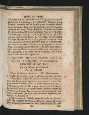 Caput XIII. De Sanctorum Invocatione, Reliquiis, Imaginibus.