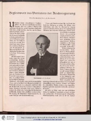 Begleitwort des Vertreters der Reichsregierung