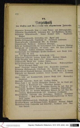 IX. Verzeichniß der Cassen und Recepturen von allgemeinem Interesse.