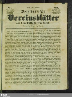 Voigtländische Vereinsblätter : aus dem Volke für das Volk