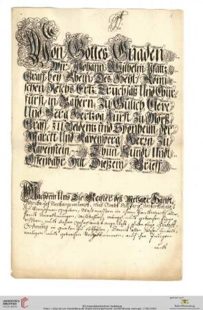 Zunftordnung der Metzger zu Neckargemünd und Dilsberg, 1706