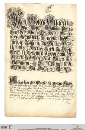 Zunftordnung der Metzger zu Neckargemünd und Dilsberg, 1706