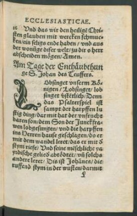 Am Tage der Enthäubthunge S. Johan des Teuffers.