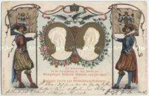 Postkarte zur Hochzeit von Kronprinz Wilhelm von Preußen mit Cecilie von Mecklenburg-Schwerin