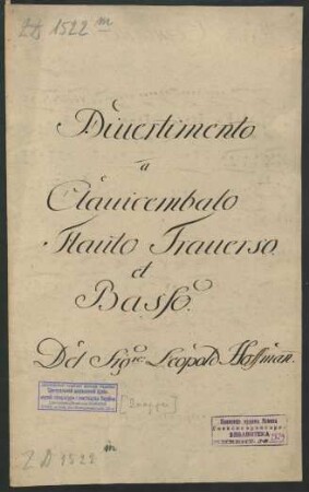 Divertimenti; cemb, fl, bc; C-Dur