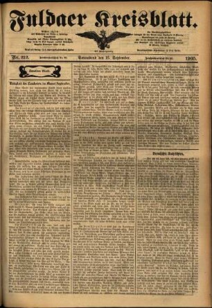 Zweite Ausgabe vom Samstag, den 16. September 1905.