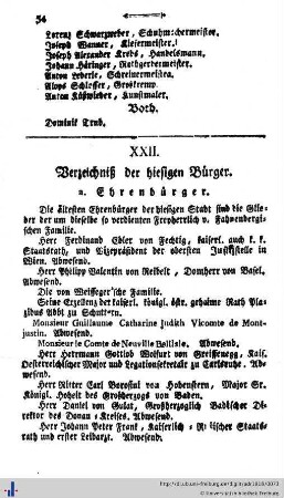 Verzeichniß der hiesigen Bürger