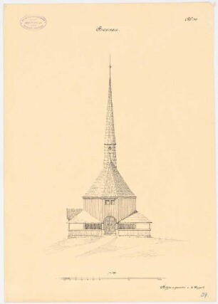 Holzkirche, Braunau: Ansicht 1:100 (aus: Die Holzkirchen und Holztürme der preußischen Ostprovinzen)