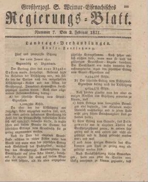 Nr. 7 : 2. Feburar 1821