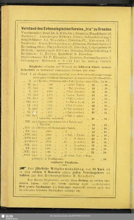 Vorstand des Entomologischen Vereins "Iris" zu Dresden
