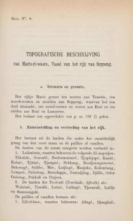 Bijl. No. 9. Topografische beschrijving van Mario-ri-wawo, Vasal van het rijk van Soppeng