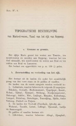 Bijl. No. 9. Topografische beschrijving van Mario-ri-wawo, Vasal van het rijk van Soppeng