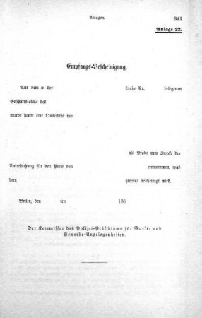 Anlage 22. Empfangs-Bescheinigung