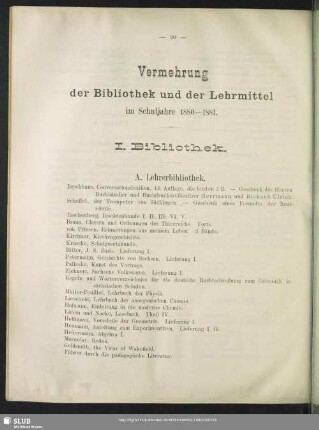 Vermehrung der Bibliothek und der Lehrmittel