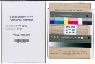 Entnazifizierung Wilhelm Voss , geb. 26.12.1902 (Arbeiter)