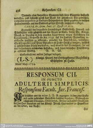 Responsum CII. In Puncto Adulterii Simplicis