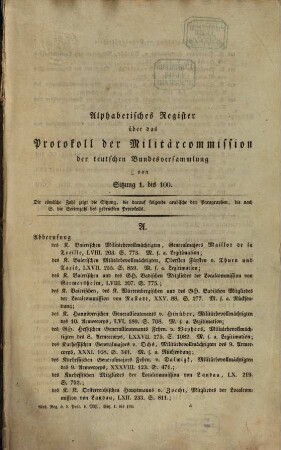 Protokolle der Militärcommission der Teutschen Bundesversammlung : Sitzung ... 1819/26 = Sitz. 1 - 100