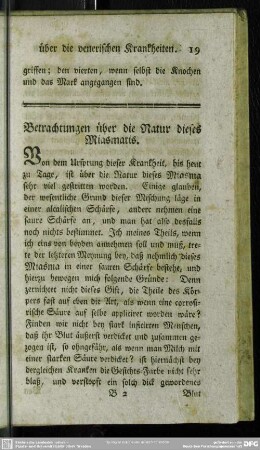 Betrachtungen über die Natur dieses Miasmatis