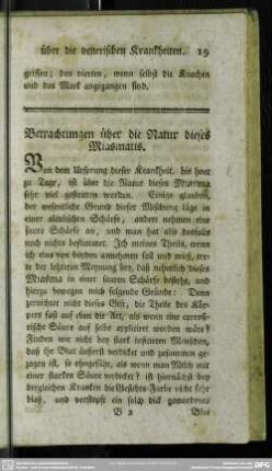 Betrachtungen über die Natur dieses Miasmatis