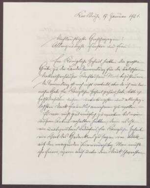Schreiben von Friedrich Katz an die Großherzogin Luise; Gedenken an den 18. Januar 1871