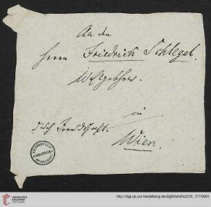 Brief von Ludwig Tieck an Friedrich Schlegel