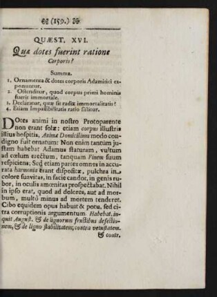Quaest. XVI. Quae dotes fuerint ratione Corporis?