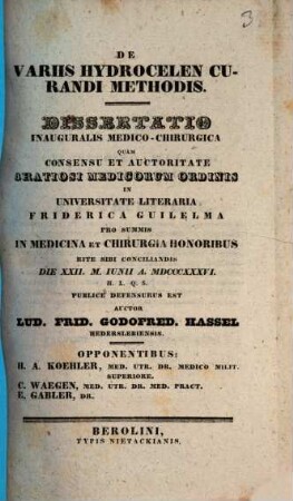 De variis hydrocelen curandi methodis : dissertatio inauguralis medico-chirurgica