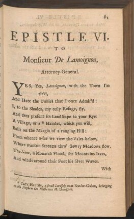 Epistle VI. To Monsieur De Lamoignon, Attorney-General