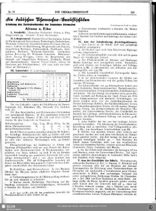 Die deutschen Uhrmacher-Berufsschulen (Fortsetzung aus Nr. 48 vor. Jahrg.)