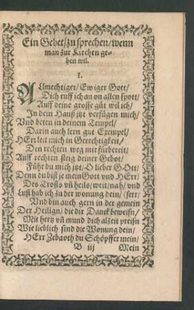Ein Gebet/ zu sprechen/ wenn man zur Kirchen gehen wil.