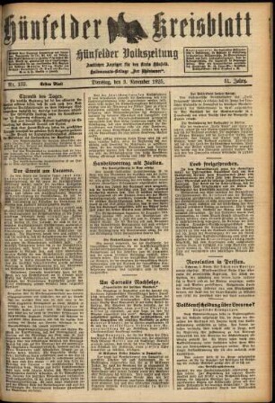 Erste Ausgabe vom Dienstag, den 03. November 1925.