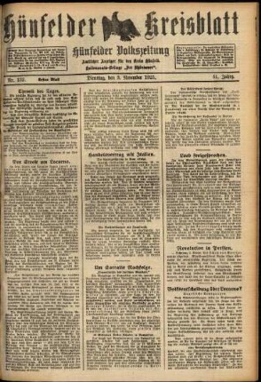Erste Ausgabe vom Dienstag, den 03. November 1925.