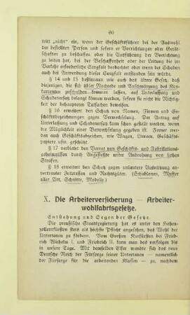 X. Die Arbeiterversicherung - Arbeiterwohlfahrtsgesetze