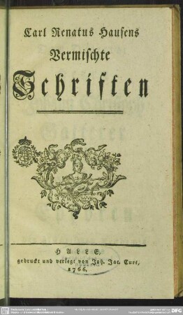 Carl Renatus Hausens Vermischte Schriften
