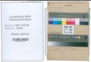 Entnazifizierung Heinrich Nowak , geb. 27.05.1909 (Techn.Angestellter)