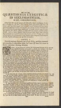 Quaestiones Exegeticae In Ecclesiasticum ...