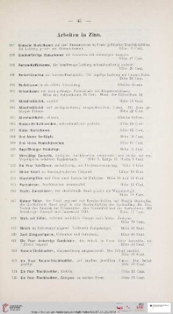 Arbeiten in Zinn (Nr. 897 - 927)