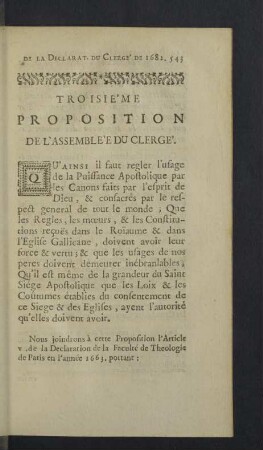 Troisième proposition