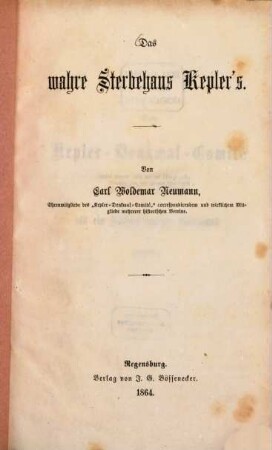 Das wahre Sterbehaus Kepler's