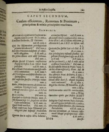 Caput Secundum, Causam efficientem, Remotam & Proximam, principalem & minus principales enucleans.