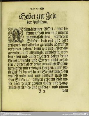 Gebet zur Zeit der Pestilentz