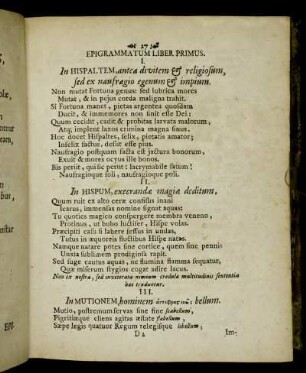 Epigrammatum Liber Primus.