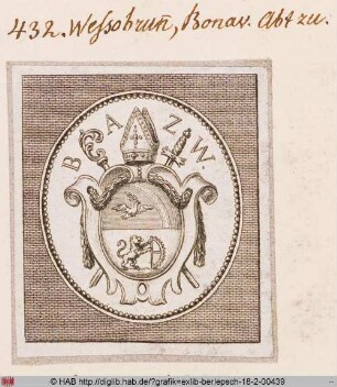Wappen des Abtes Bonaventur zu Wessobrunn
